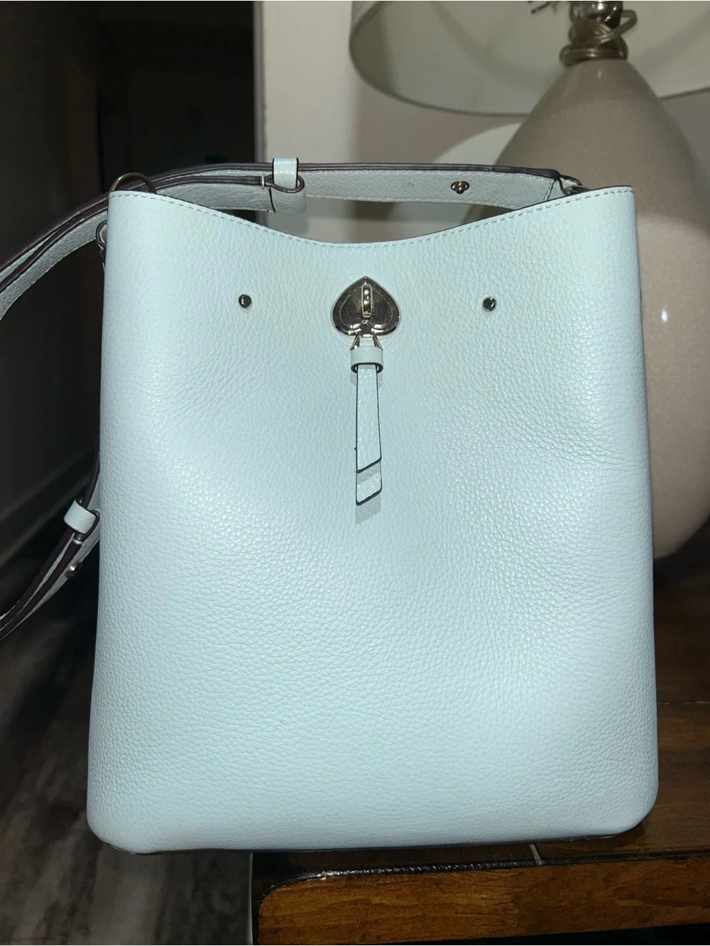 Kate Spade Martini Light Blue Leather Bucket Bag with Top Strap